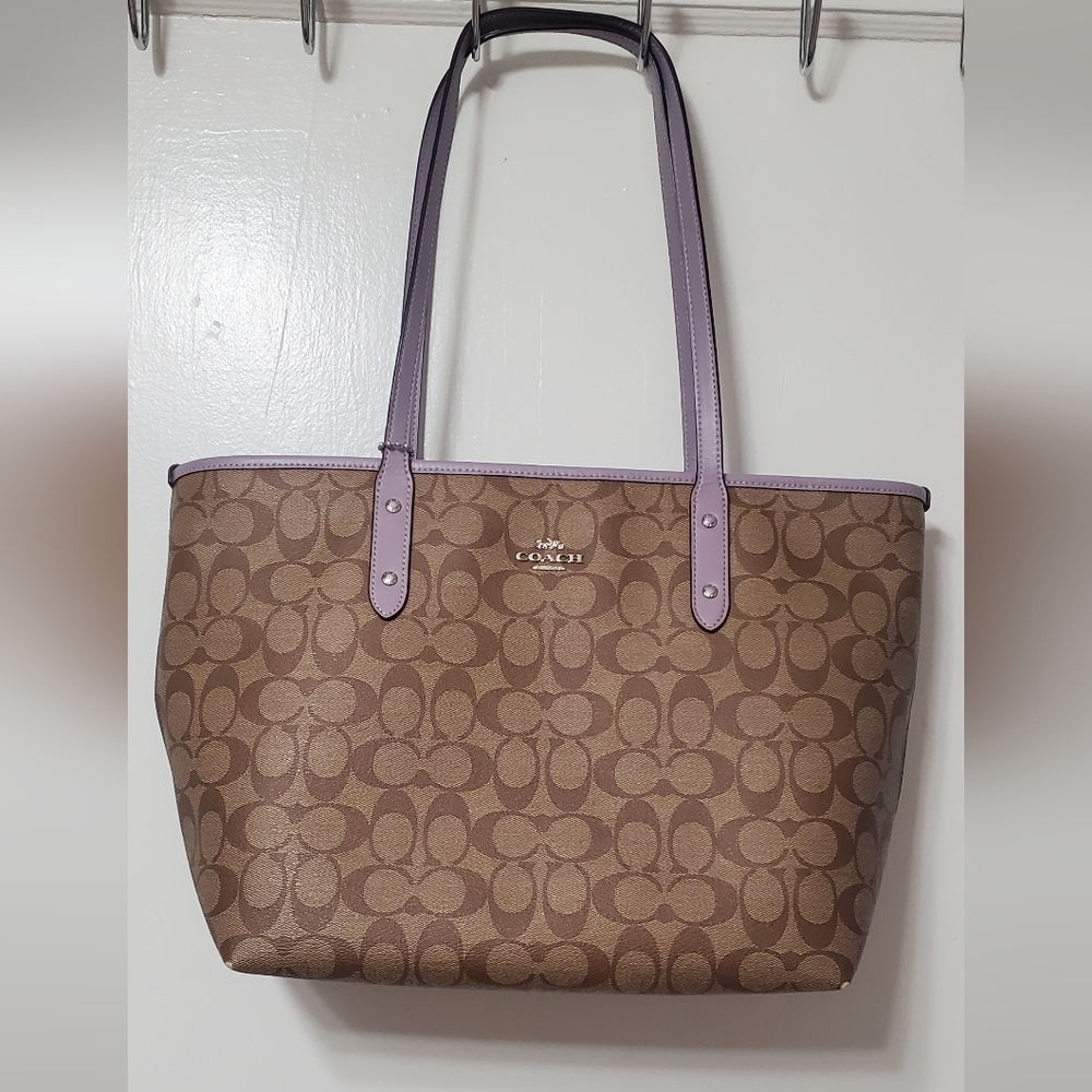 Coach F58292 City Zip Tote Signature Canvas Khaki/Jasmine